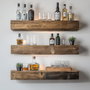 Hanah Home Raf274 Set de 3 Estanterías de Pared de Madera Maciza